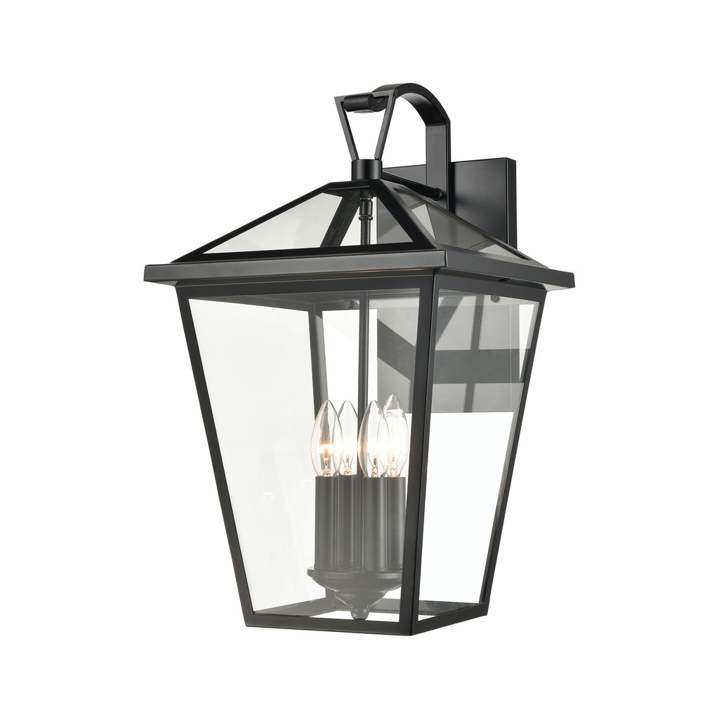 Main Street 4-Light Outdoor Sconce in Black with Clear Glass Enclosure
