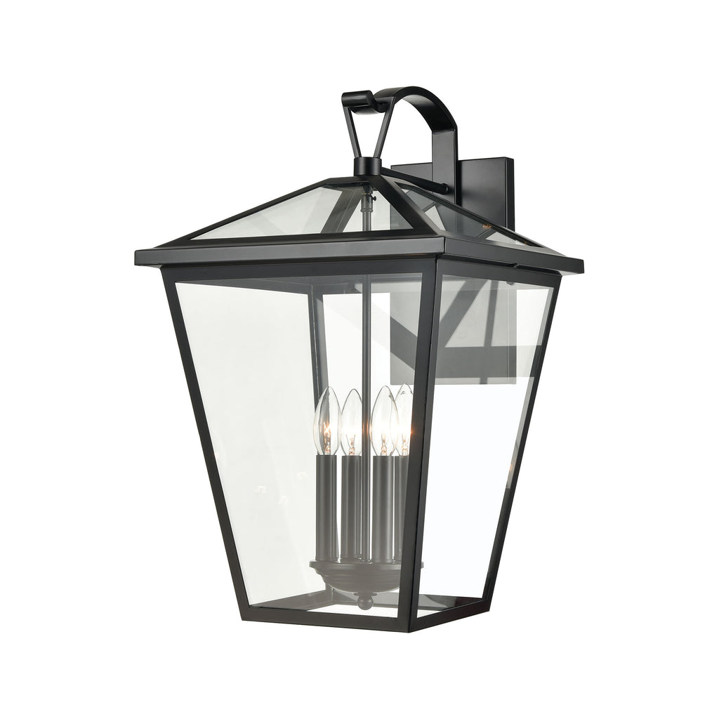 Main Street 4-Light Outdoor Sconce in Black with Clear Glass Enclosure