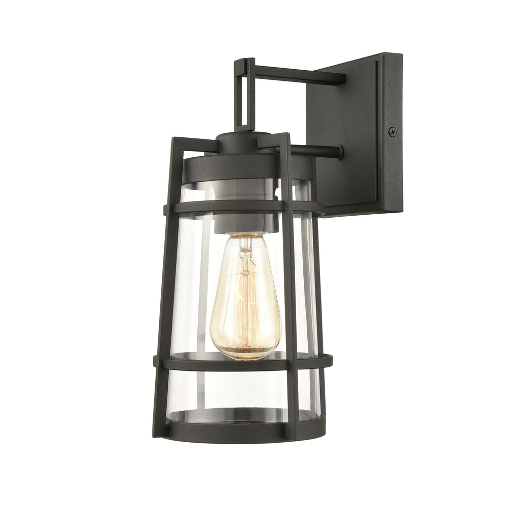 Crofton 1-Light Outdoor Sconce in Charcoal with Clear Glass