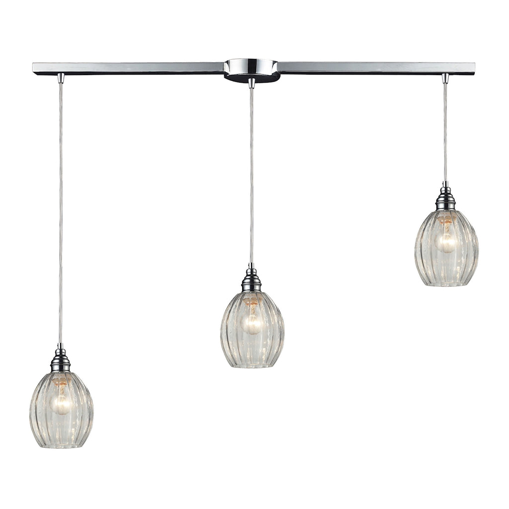 Danica 3 Light Pendant in Polished Chrome and Clear Glass