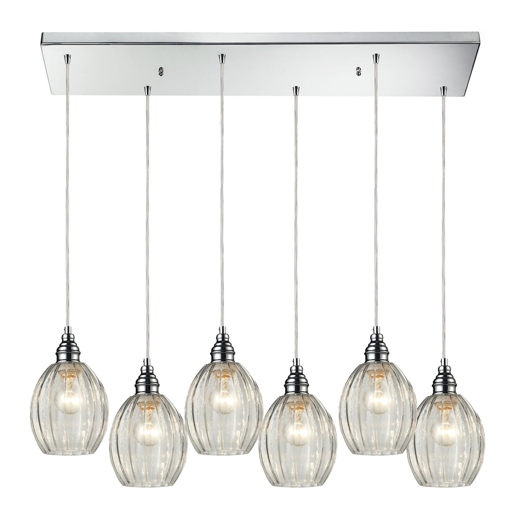 Danica 6 Light Pendant in Polished Chrome and Clear Glass