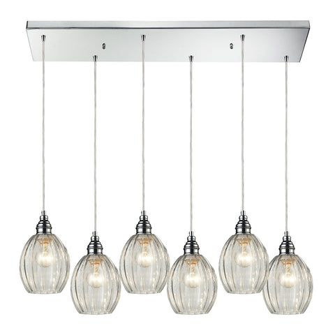 Danica 6 Light Pendant in Polished Chrome and Clear Glass