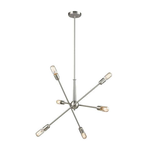 Delphine 6 Chandelier Satin Nickel