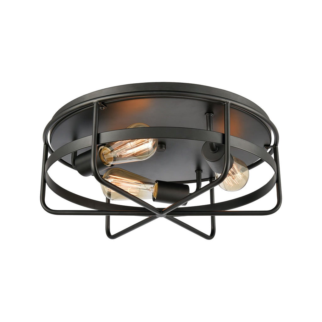 Wickshire 3-Light Flush Mount in Matte Black