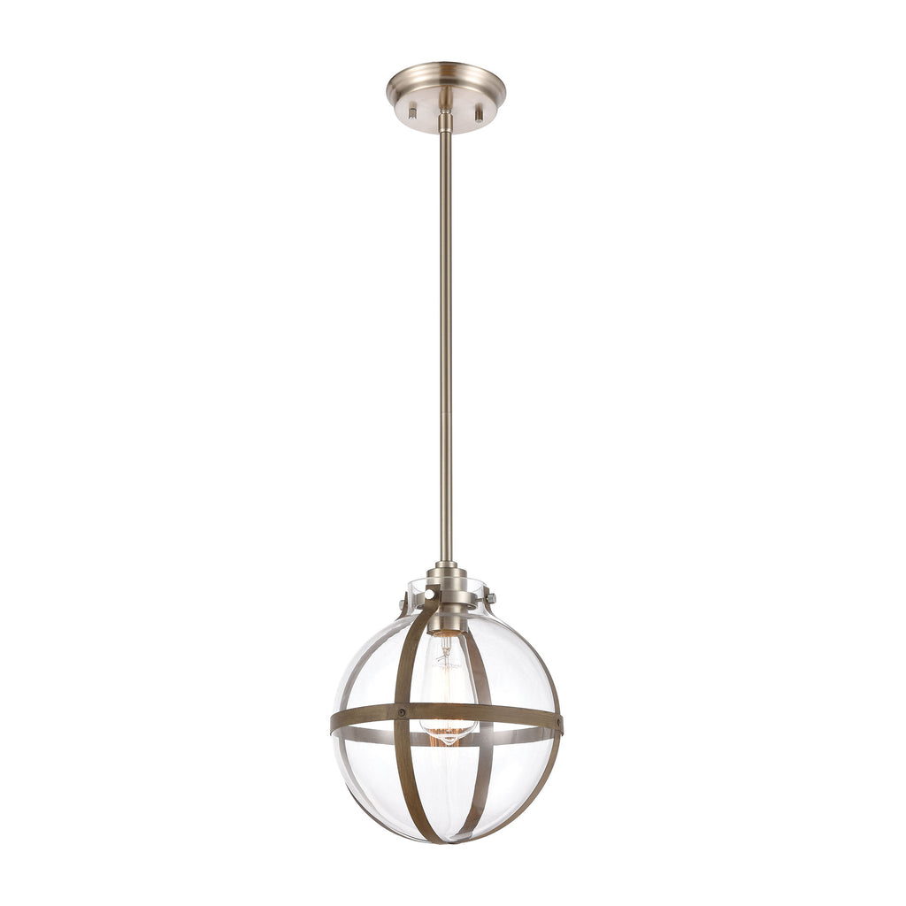 Cusp 1-Light Mini Pendant in Light Wood with Clear Glass