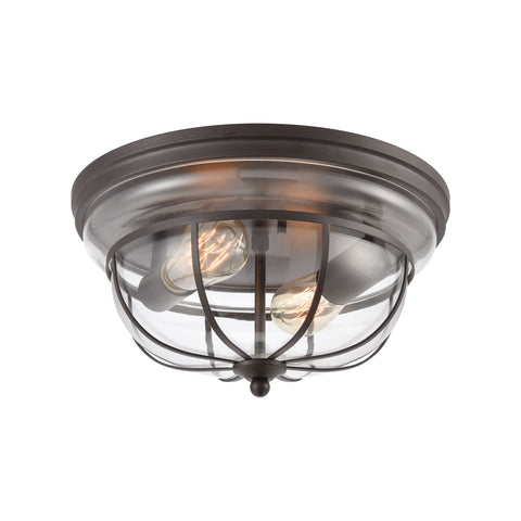 Manhattan Boutique 2-Light Flush Mount in Oil Rubbed Bronze with Clear Glass