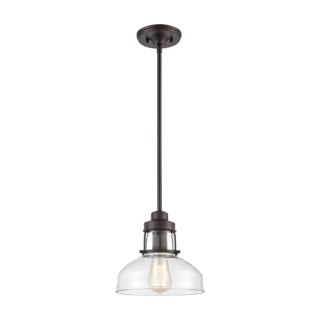 Manhattan Boutique 1-Light Mini Pendant in Oil Rubbed Bronze with Clear Glass