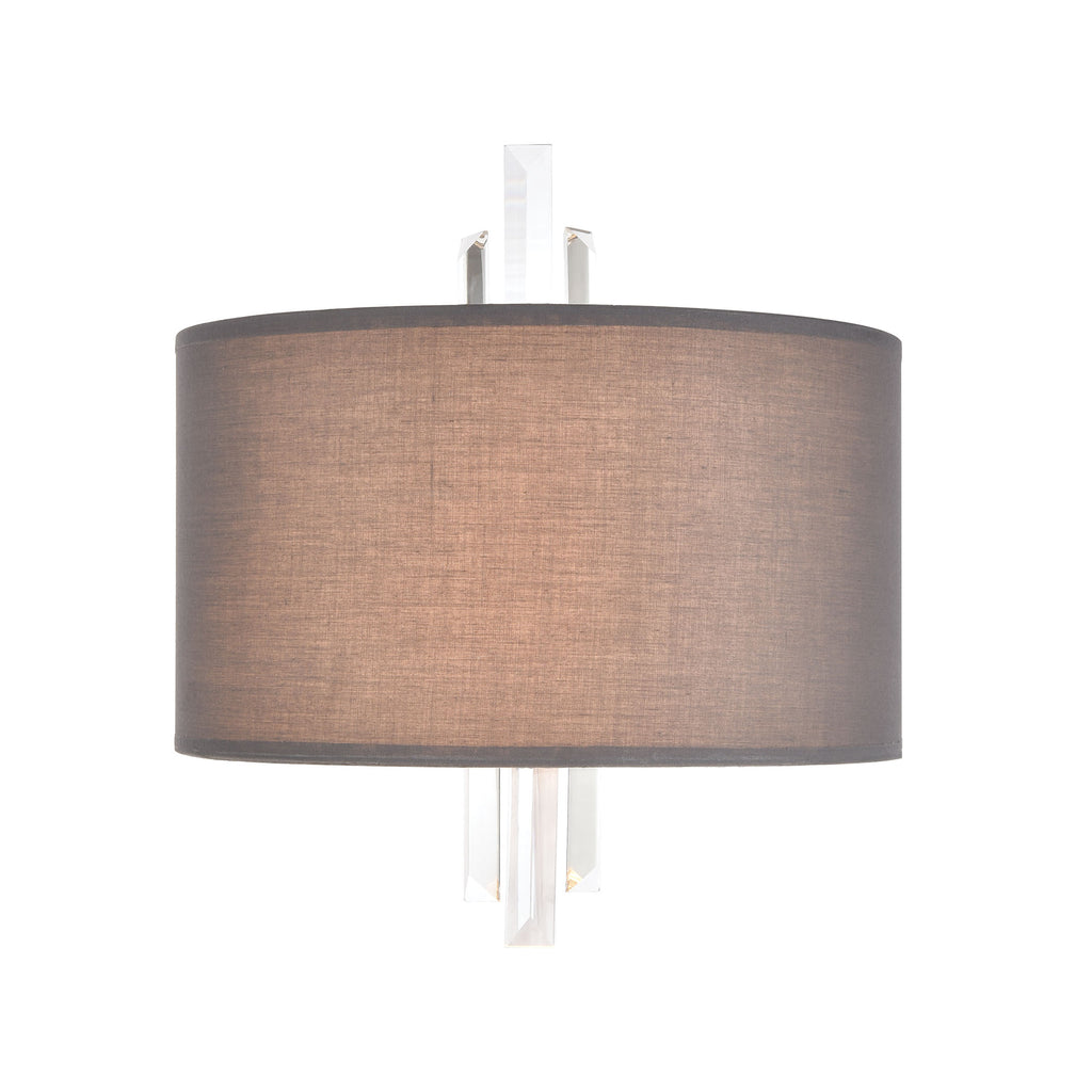 Crystal Falls 2-Light Sconce in Satin Nickel with Graphite Fabric Shade