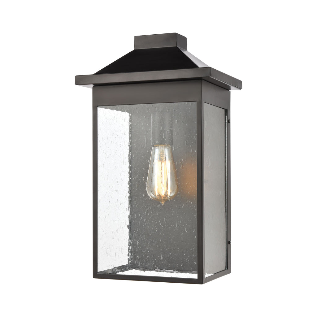 Lamplighter 1-Light Sconce in Matte Black with Seedy Glass