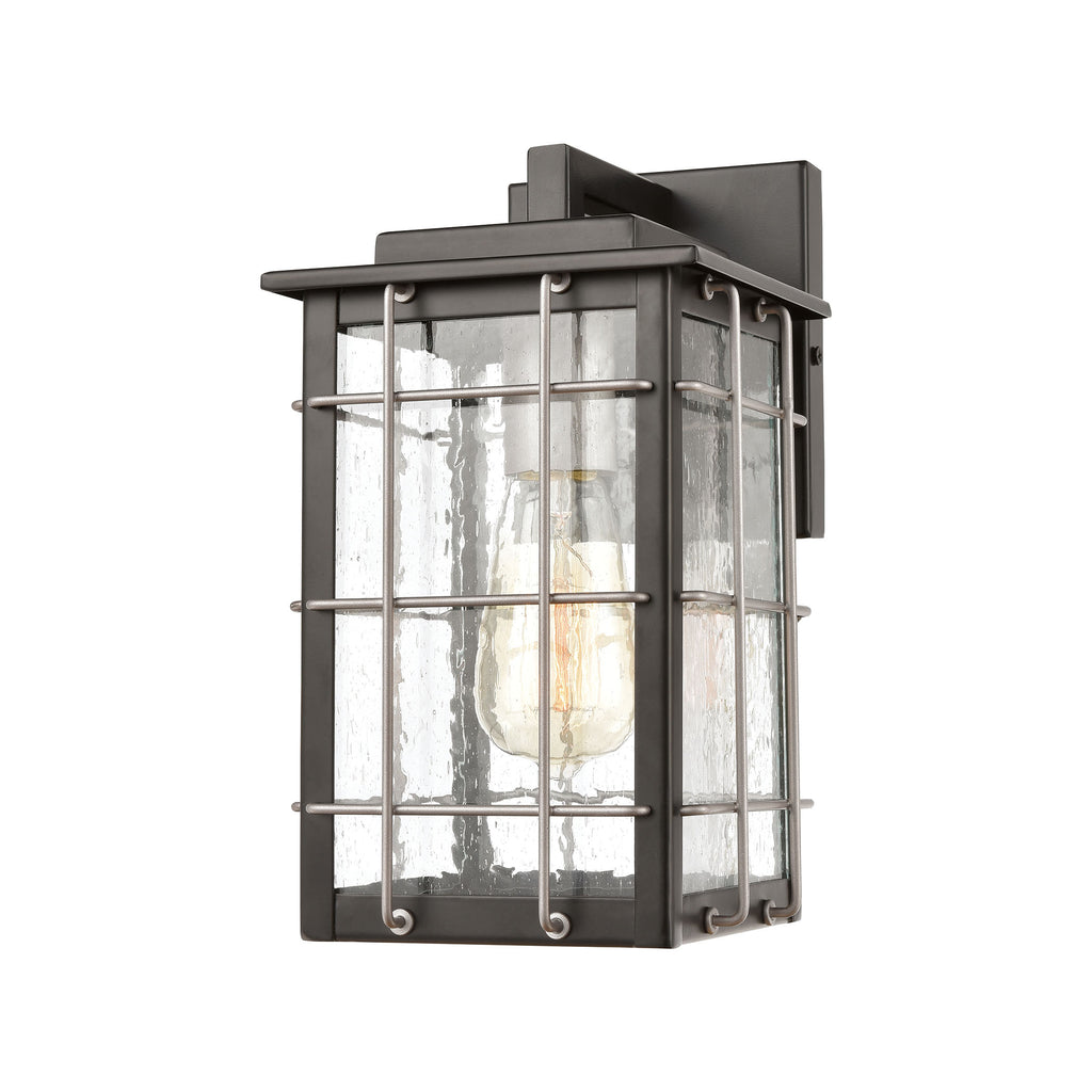 Brewster 1-Light Sconce in Matte Black with Seedy Glass
