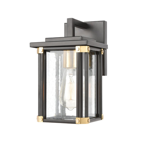 Vincentown 1-Light Sconce in Matte Black with Seedy Glass