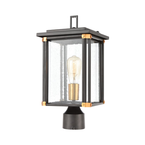 Vincentown 1-Light Post Mount in Matte Black with Seedy Glass