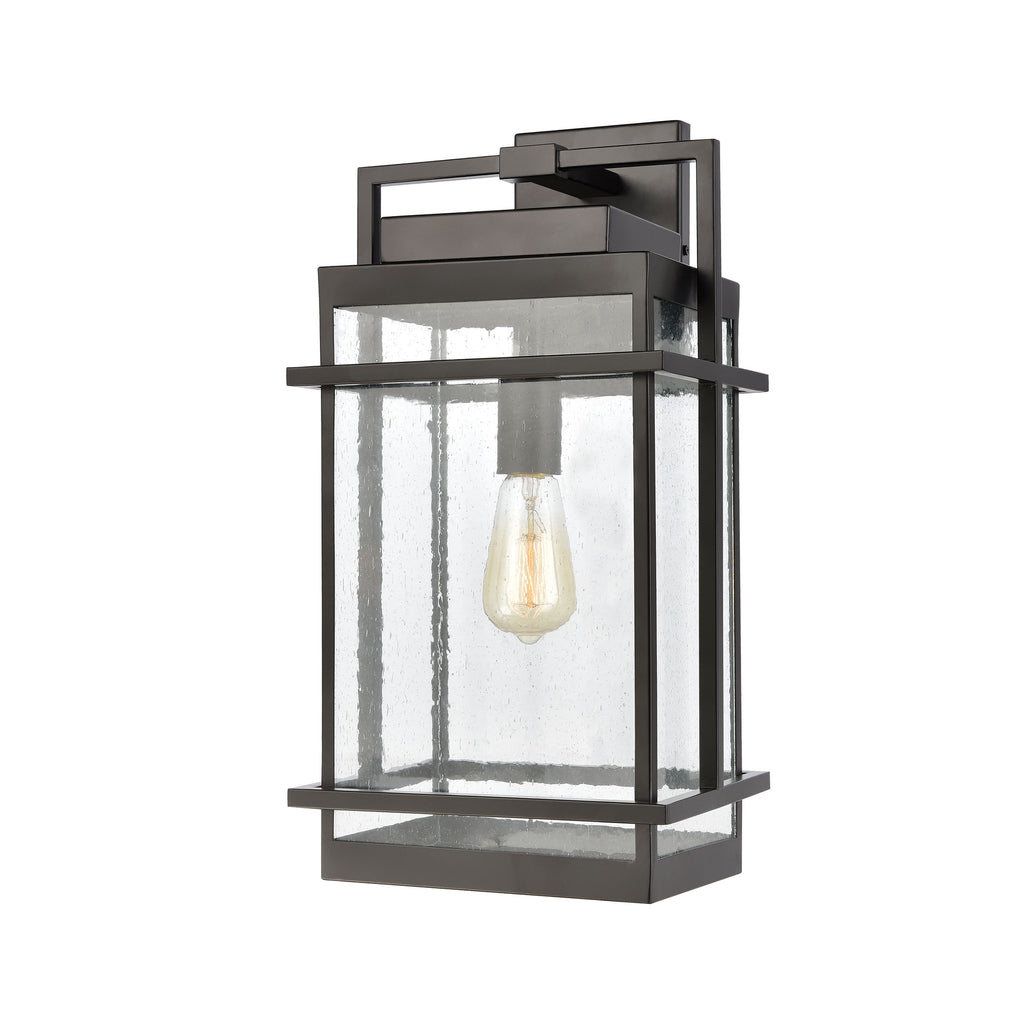 Breckenridge 1-Light Sconce in Matte Black with Seedy Glass