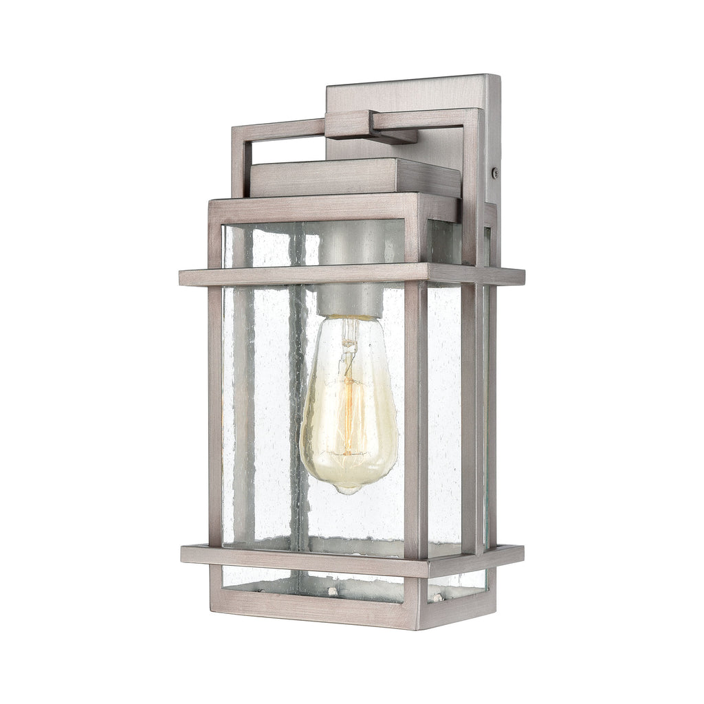 Breckenridge 1-Light Sconce in Weathered Zinc with Seedy Glass