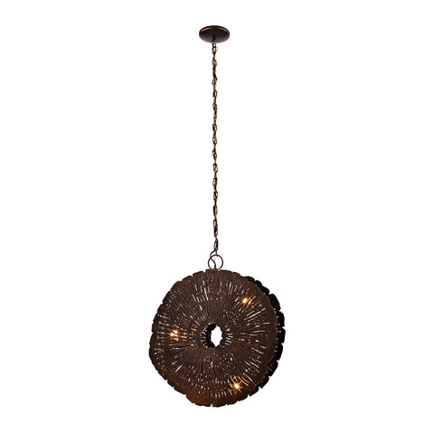 Organic Metal Etched Disk Chandelier