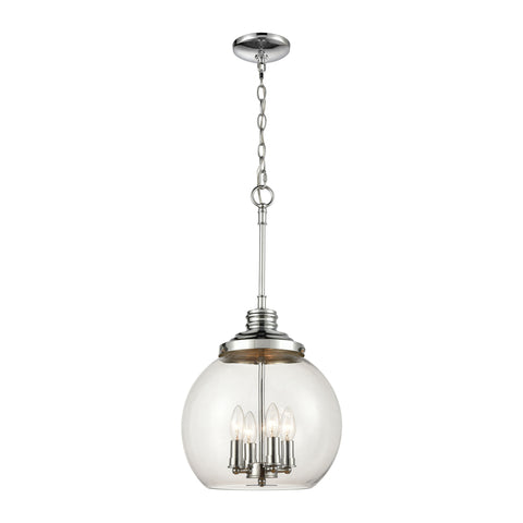 Chandra 4-Light Pendant in Polished Chrome with Clear Glass