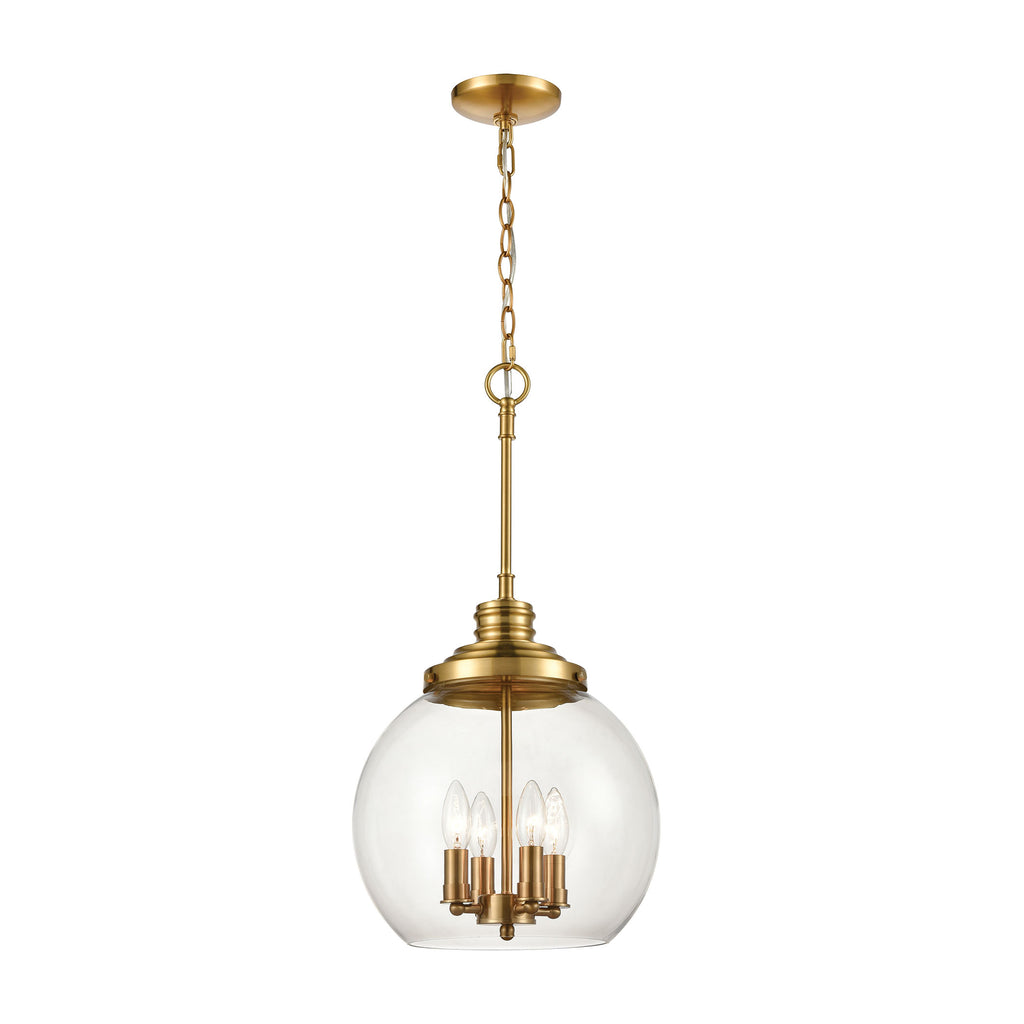 Chandra 4-Light Pendant in Burnished Brass with Clear Glass