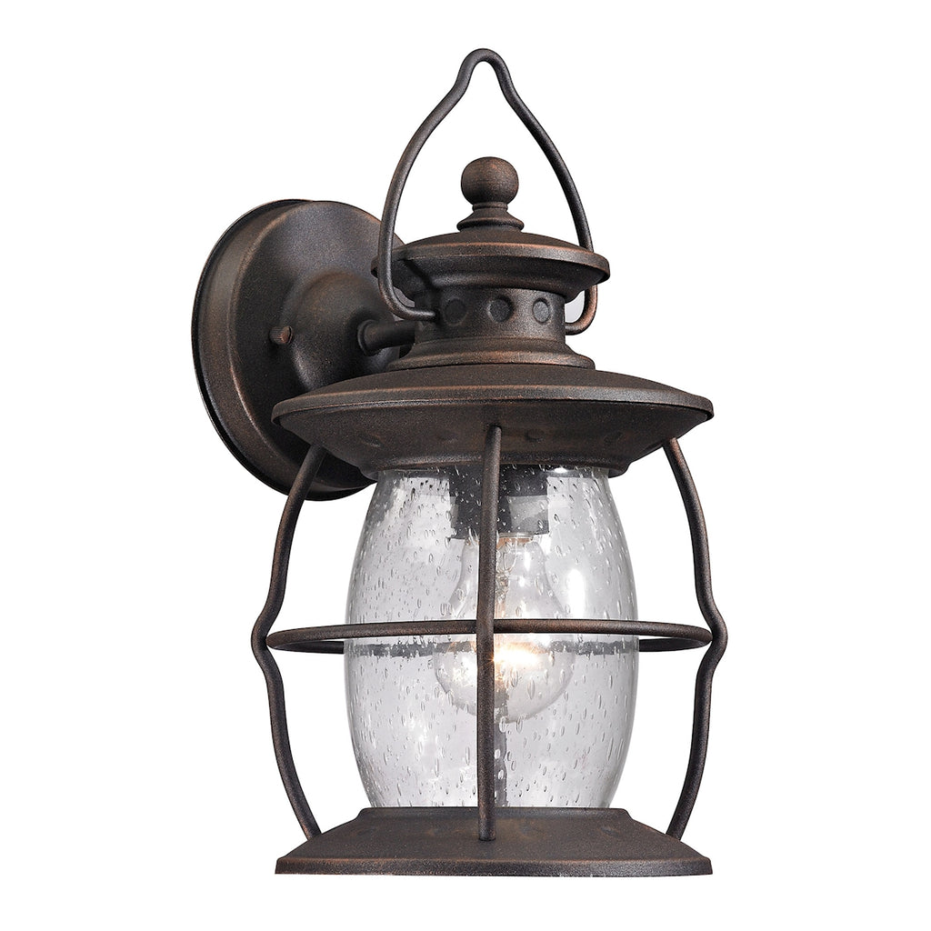Village Lantern Collection 1-Light Outdoor Sconce in Weathered Charcoal