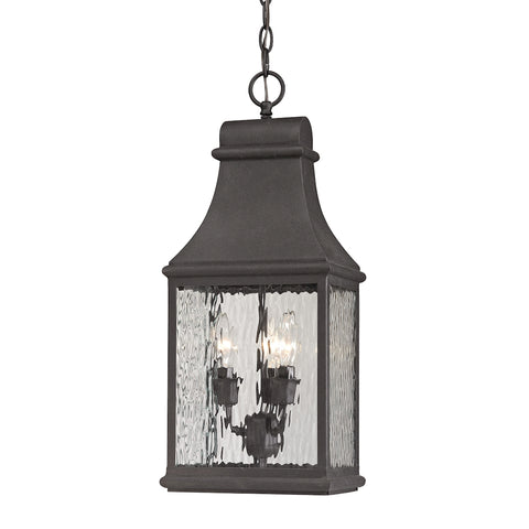 Forged Jefferson Collection 3 light outdoor pendant in Charcoal