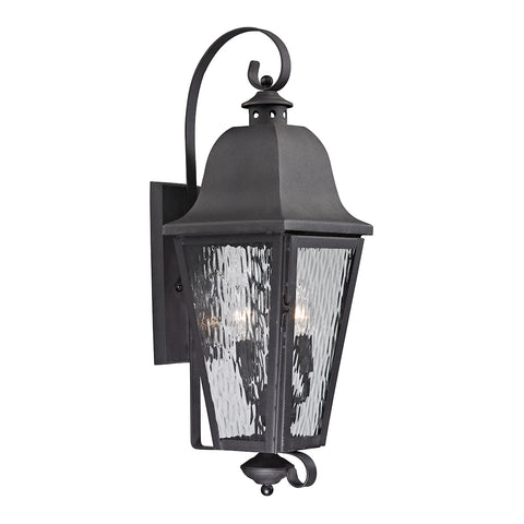 Forged Brookridge Collection 3 light outdoor sconce in Charcoal