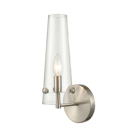 Valante 1-Light Sconce in Satin Nickel with Clear Glass