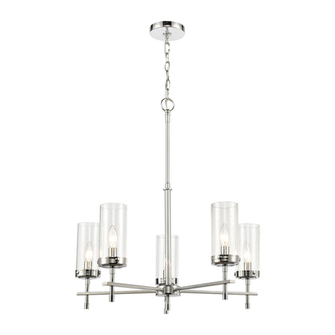 Melinda 5-Light Chandelier in Polished Chrome with Seedy Glass