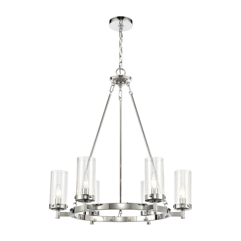 Melinda 6-Light Chandelier in Polished Chrome with Seedy Glass