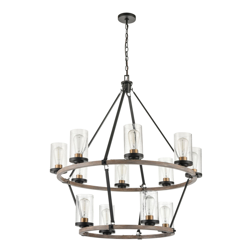 Geringer 36'' Wide 12-Light Chandelier - Charcoal