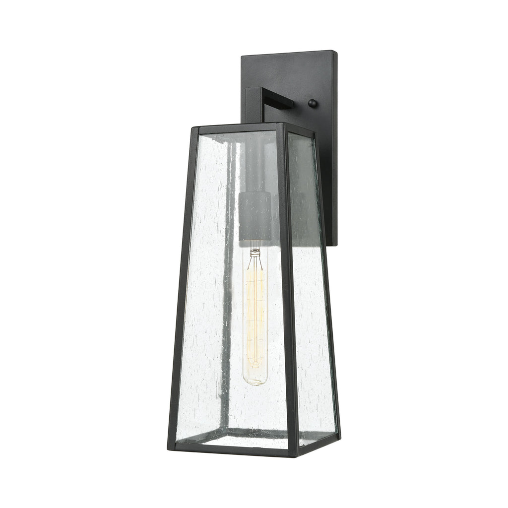 Meditterano 1-Light Sconce in Charcoal with Seedy Glass