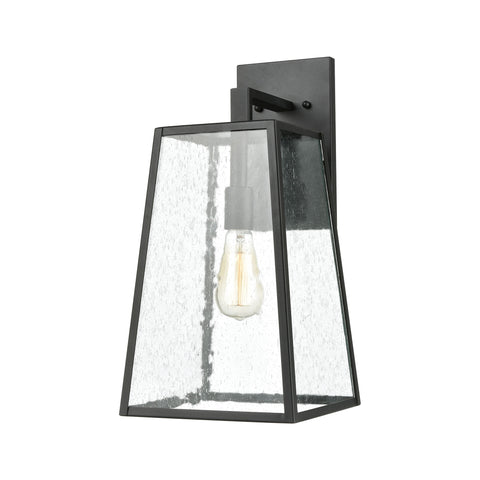Meditterano 1-Light Sconce in Charcoal with Seedy Glass