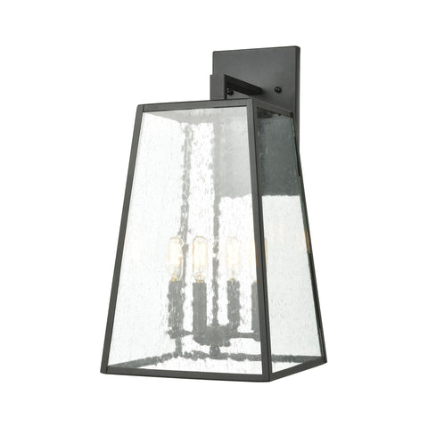 Meditterano 4-Light Sconce in Charcoal with Seedy Glass