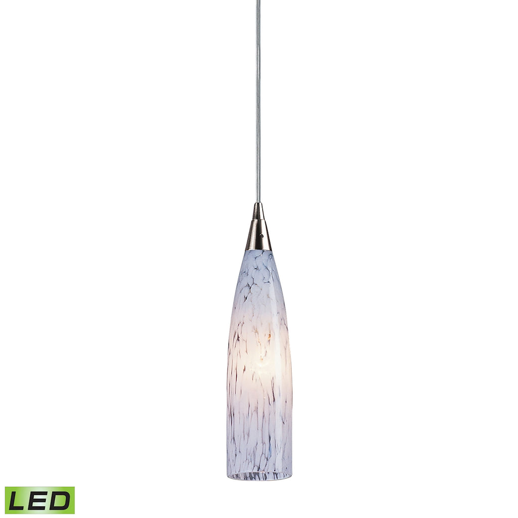 1 Light Pendant in Satin Nickel and Snow White Glass - LED Offering Up To 300 Lumens (25 Watt Equiva