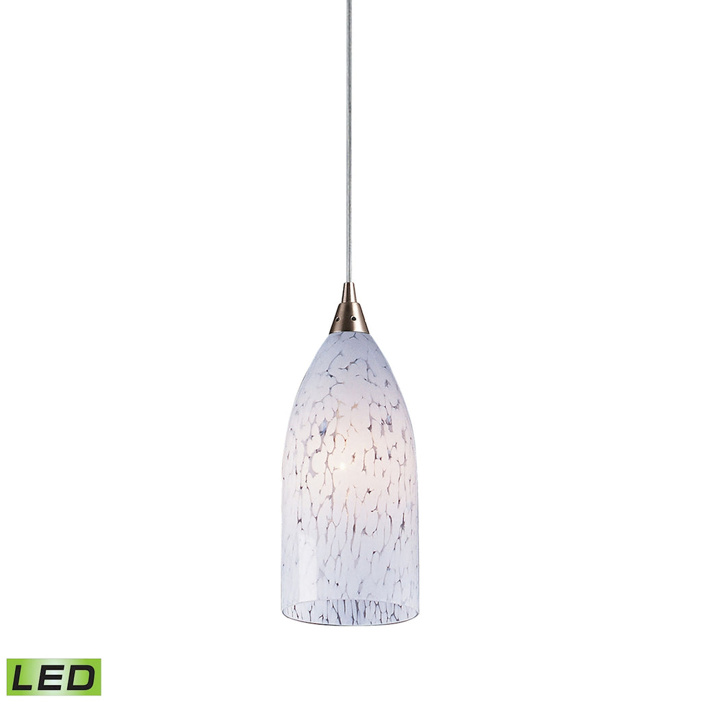 1 Light Pendant in Satin Nickel and Snow White Glass - LED Offering Up To 800 Lumens (60 Watt Equiva