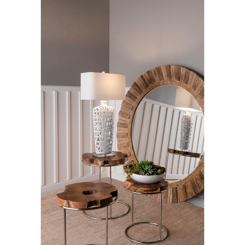 Oversized Round Wood Mirror