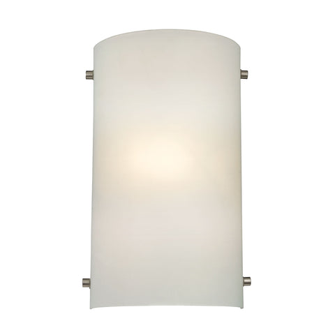 Wall Sconces 1 Light Sconce In Brushed Nickel And White Glass