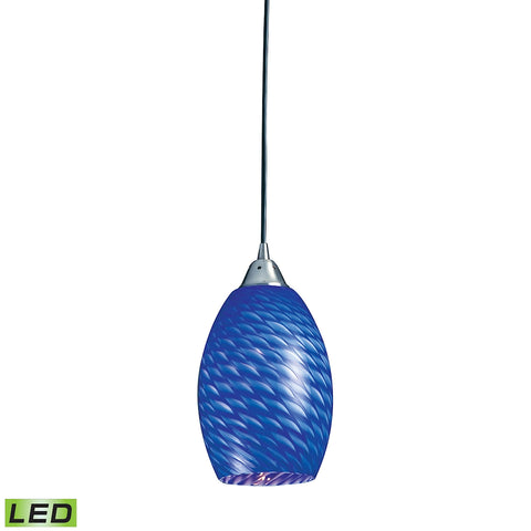 1 Light Pendant in Satin Nickel with Sapphire Glass - LED Offering Up To 300 Lumens (25 Watt Equival