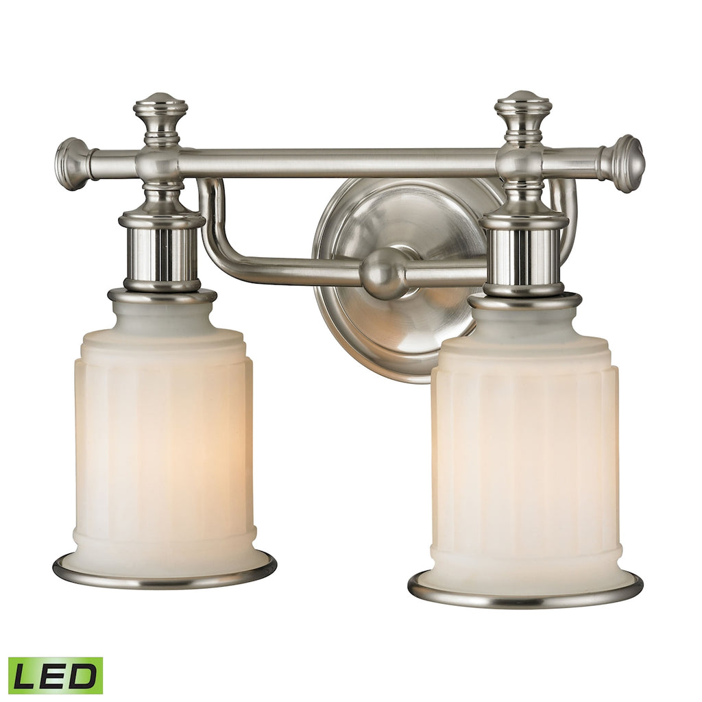 Acadia Collection 2 light bath in Brushed Nickel - LED, 800 Lumens (1600 Lumens Total) with Full Sc