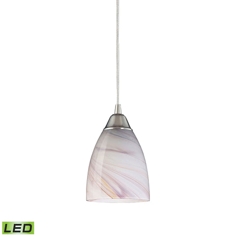 1 Light Pendant in Satin Nickel and Creme Glass - LED Offering Up To 800 Lumens (60 Watt Equivalent)