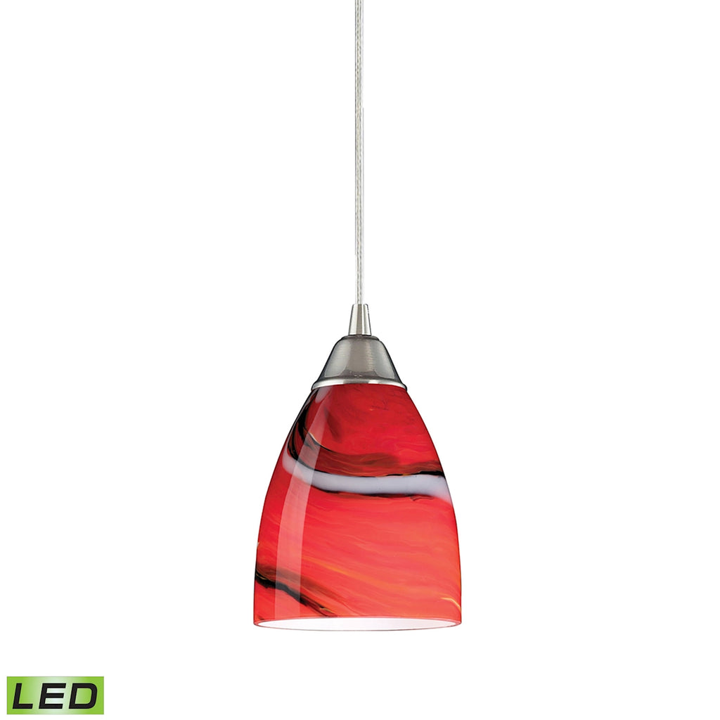 1 Light Pendant in Satin Nickel and Candy Glass - LED Offering Up To 800 Lumens (60 Watt Equivalent)