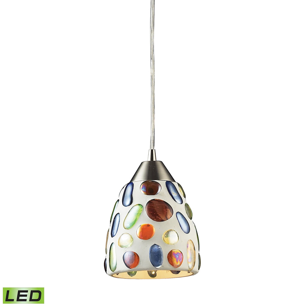 1 Light Genstone Pendant with Satin Nickel Hardware - LED Offering Up To 800 Lumens (60 Watt Equival