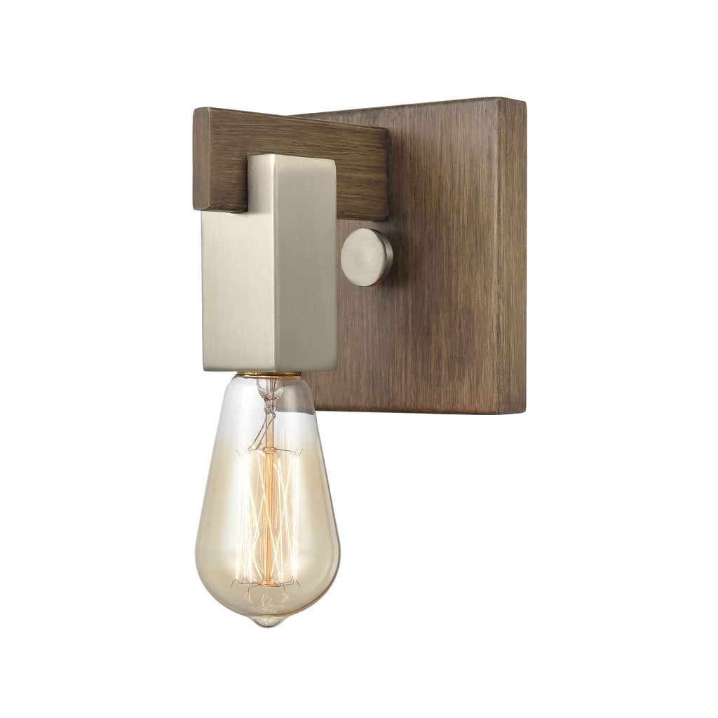 Axis 1-Light Vanity Light in Light Wood and Satin Nickel