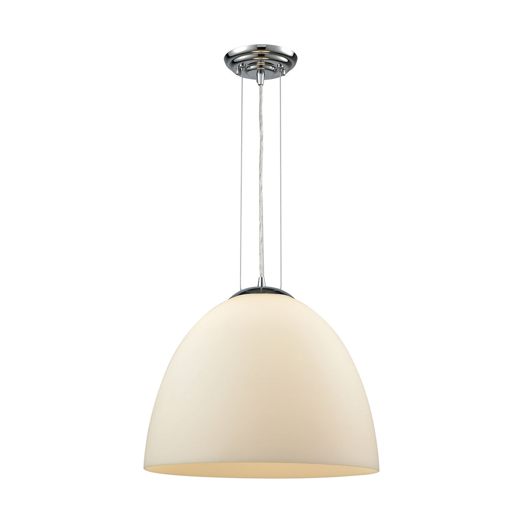 Merida 1 Light Pendant in Polished Chrome with White Linen Glass