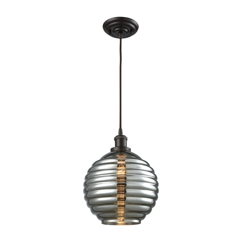 Ridley 1 Light Pendant In Oil Rubbed Bronze With Smoke Plated Beehive Glass
