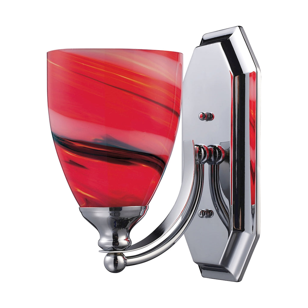 Vanity 1 Light Chrome Finish with Candy Glass