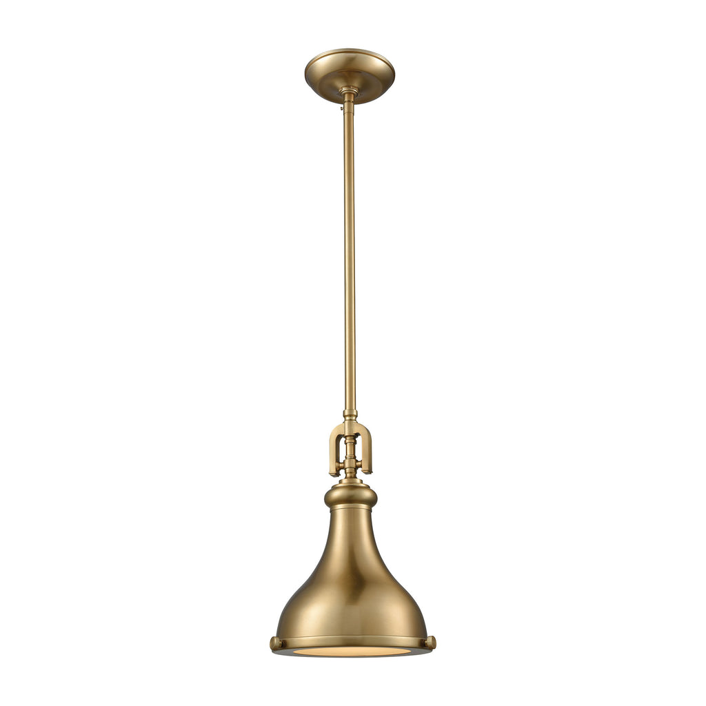 Rutherford 1 Light Pendant in Satin Brass with Frosted Glass Diffuser - Includes Recessed Lighting K