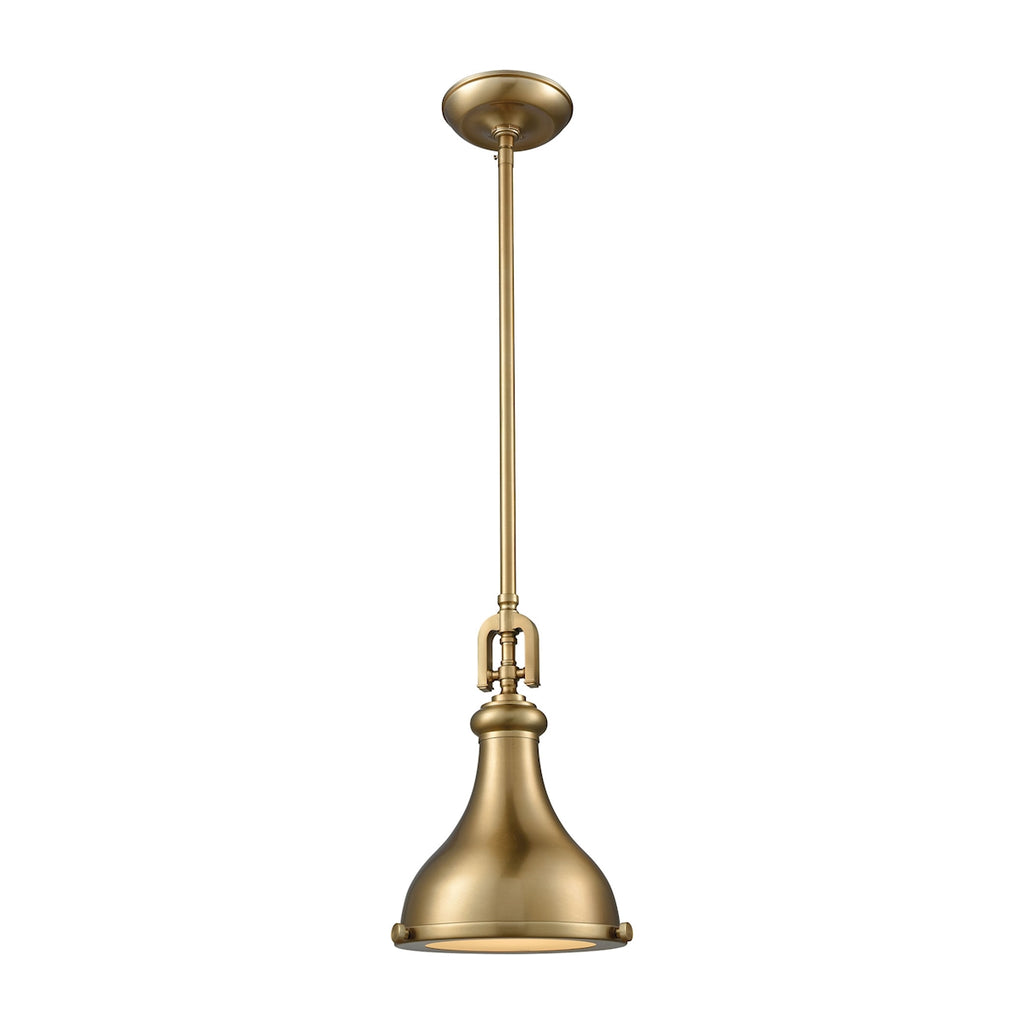 Rutherford 1 Light Pendant in Satin Brass with Frosted Glass Diffuser
