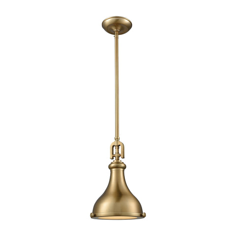 Rutherford 1 Light Pendant in Satin Brass with Frosted Glass Diffuser