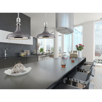 Rutherford 1-Light Pendant in Polished Nickel and Weathered Zinc with Metal Shade