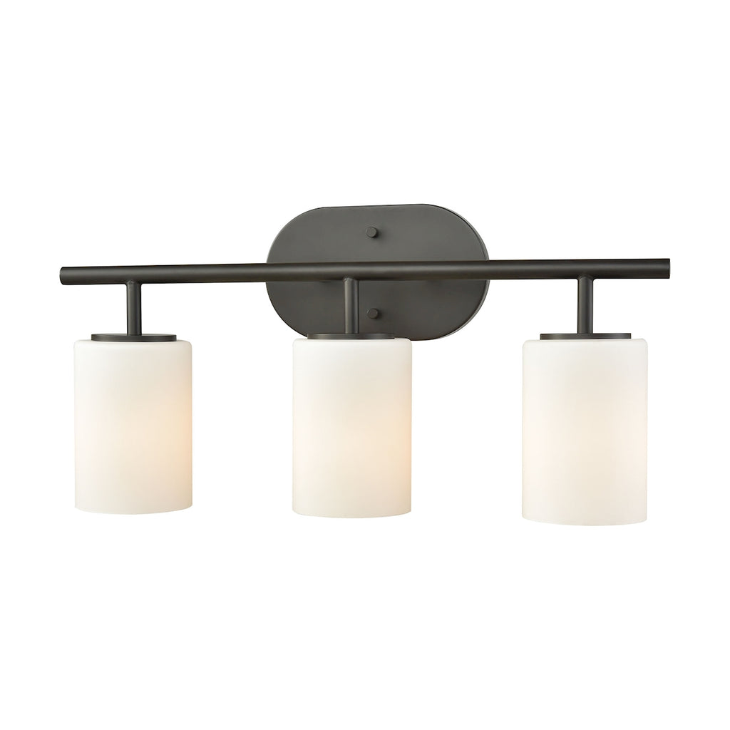 Pemlico 3-Light Vanity in Oil Rubbed Bronze with White Glass