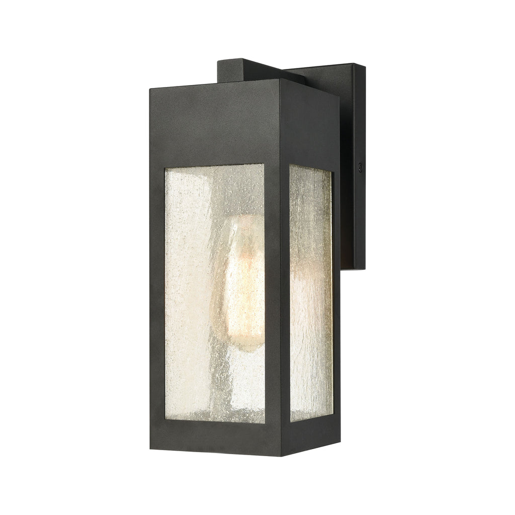 Angus 1-Light Outdoor Sconce in Charcoal with Seedy Glass Enclosure